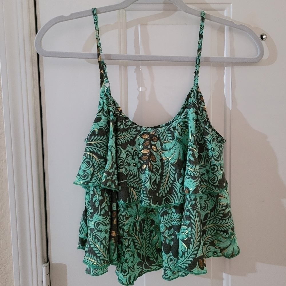 $85 Boho Flowy Ruffle Babydoll Tank Top